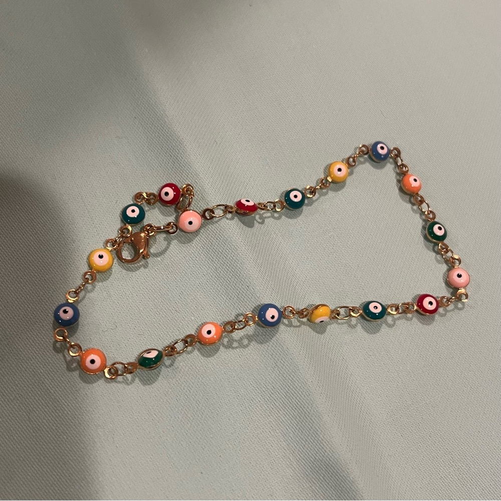 Handmade Multi Color Evil Eye Beaded Anklet